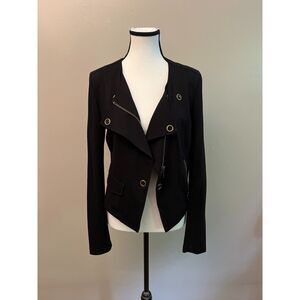 CAbi ponte asymmetrical moto jacket with silver zippers and snaps. Size …